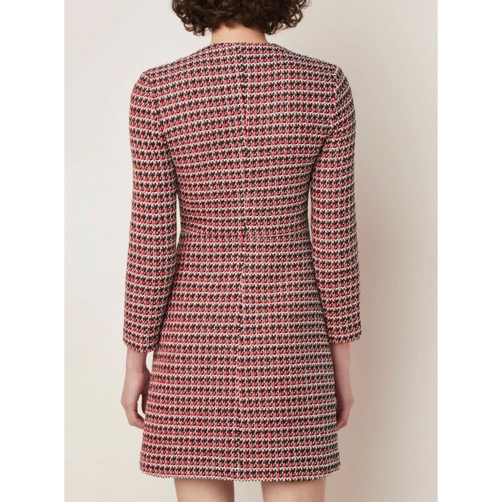 🎀SOLD🎀Maje Romane Red Tweed Long Sleeve Dress - Picture 4 of 9